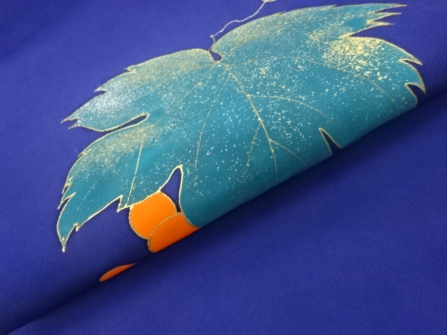  塩瀬金彩葡萄模様名古屋帯